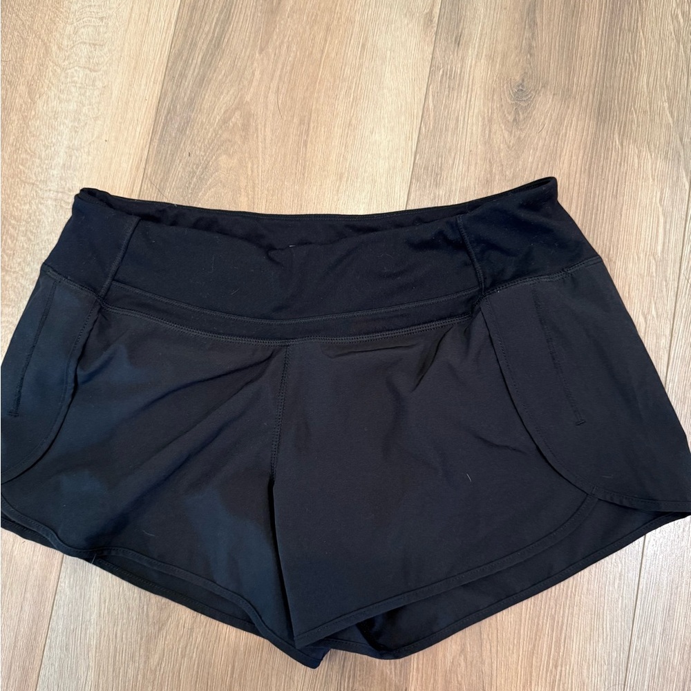 Women’s Black Athletic Running Shorts with Side Pockets